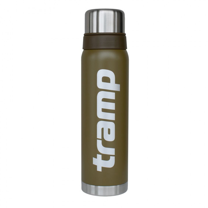 Термос Tramp Expedition line 0,9 л оливковый артикул - нержавеющая сталь, пластик, дополнительная пластиковая чашка
